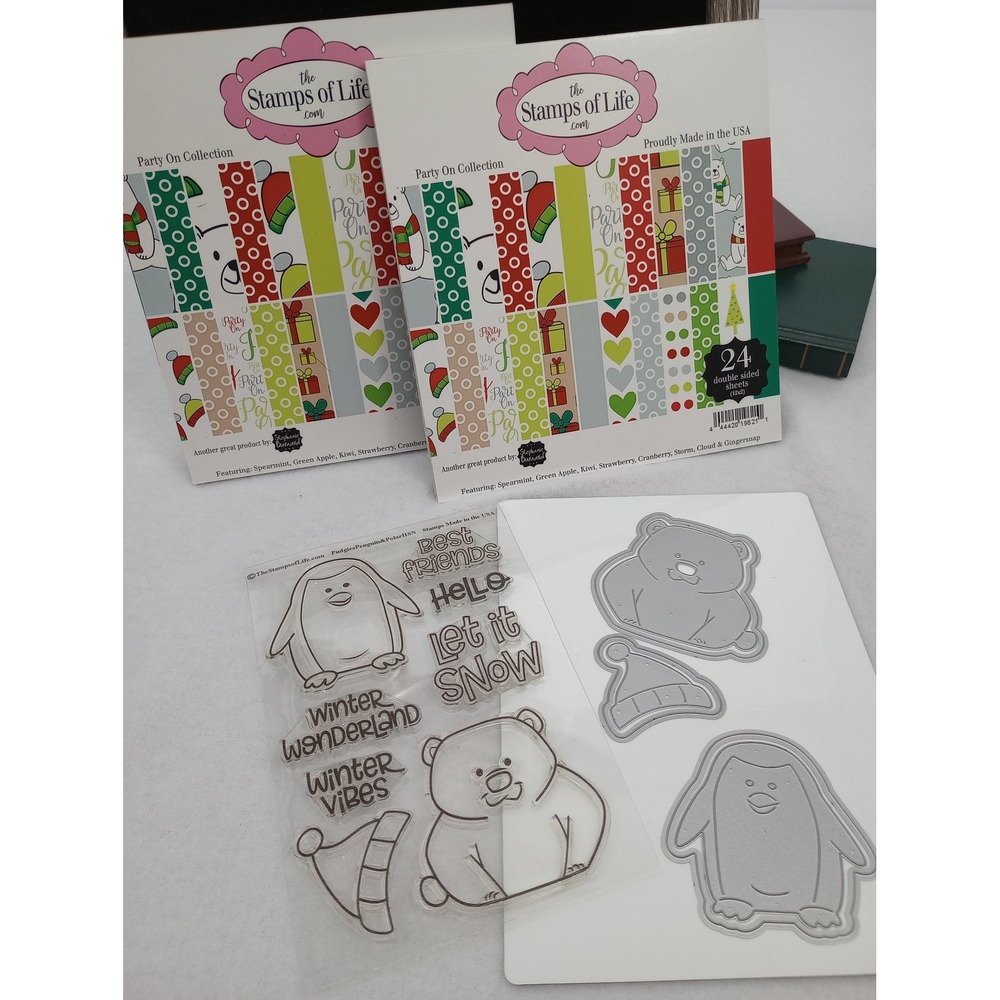 Stamps of Life Pudgies Penguins Polar Bears HSN Dies and Stamps and Paper Pads
